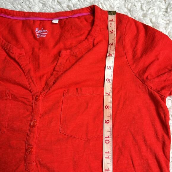 Boden 100% Cotton Pop of Color Lightweight 3/4 Sleeve Red Shirt Pocket M11 - Picture 6 of 10